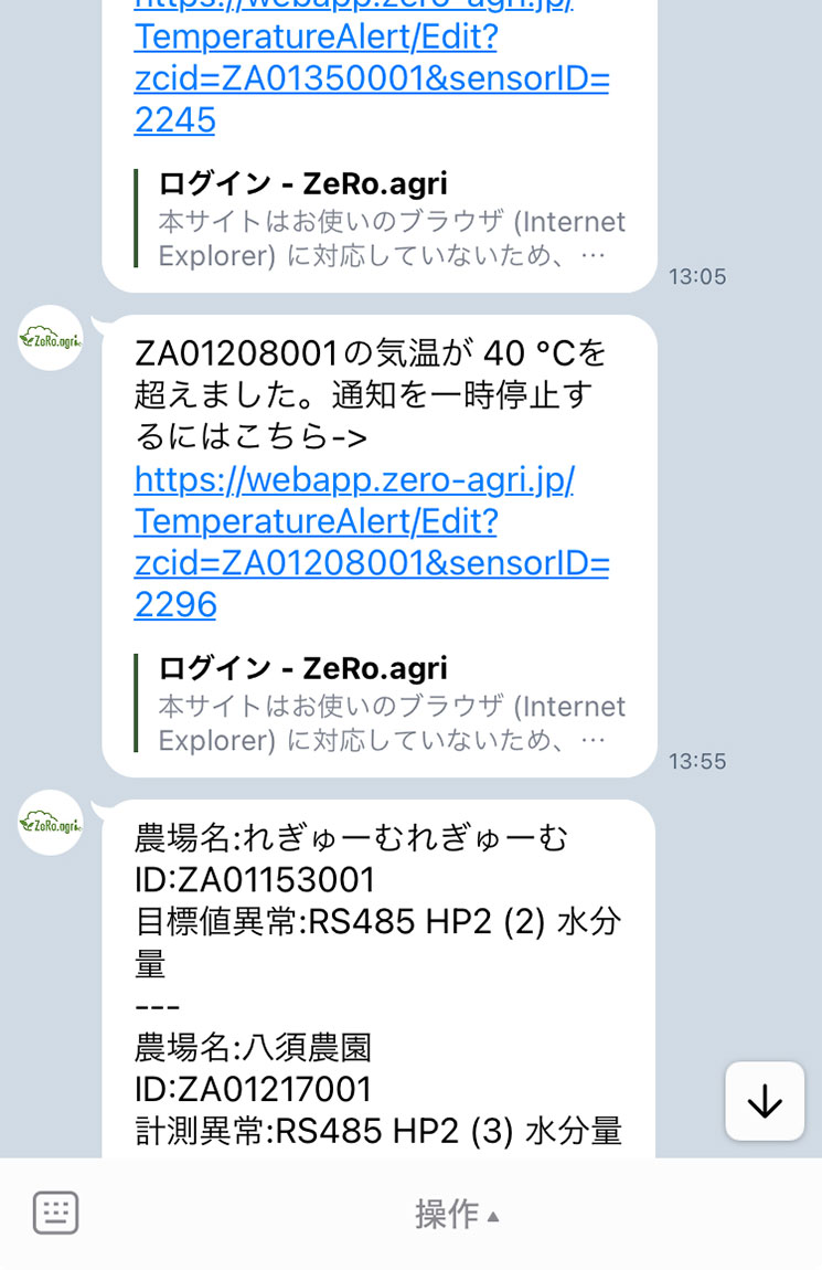 異常温度アラート